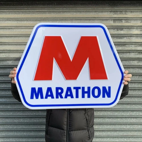 MARATHON GASOLINE LED ILLUMINATED LIGHT BOX WALL SIGN GARAGE GAS OIL AUTOMOBILIA - Picture 3 of 12