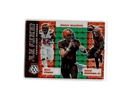 2020 Panini Mosaic Flea Flicker Green Prizm #FF4 Cleveland Browns Mayfield Chubb