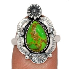 Southwest - Composite Mohave Green Turquoise 925 Silver Ring Jewelry s.7 CR72643