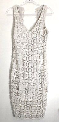 Bisou Bisou Dress Size 8 White Lace V-Neck Lace Up Formal Cottage Core  *READ | eBay