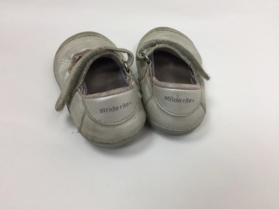 Zapatos Mary Jane Stride Rite SAVANAH para niños pequeños gris plata púrpura cuero 4,5 W Foto 3 de 4
