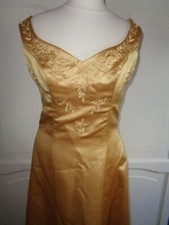 HILARY MORGAN GOLD LONG BRIDE EVENING /PROM DRESS - UK 12