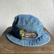 Vintage Looney Tunes Tweety Bird Denim Bucket Hat Warner Bros One Size