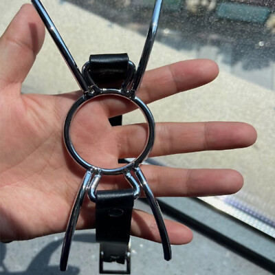 Silver Spider Gag Large Open Mouth Gag O Ring Leather Harness Adjustable Straps