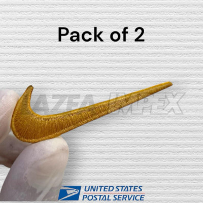 Golden Swoosh Embroidery Patch Swoosh logo patch 2.5'' Pack of 2 Sew/Iron ON