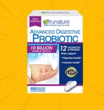 trunature Advanced Digestive Probiotic with 12 Strains, 100 Capsules