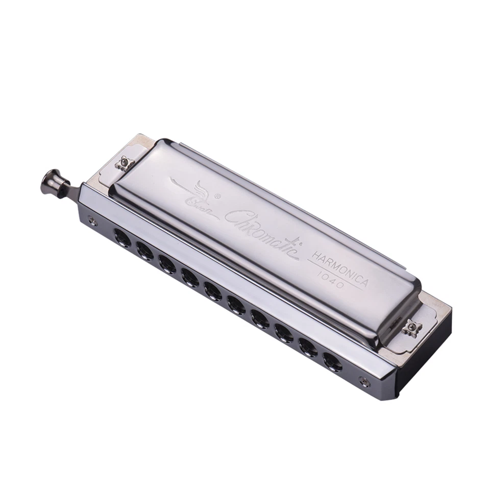 Swan Chromatic Harmonica 10 Holes 40 Tones Key of C Silver with Storage Box S2F7 - Image 2 of 4