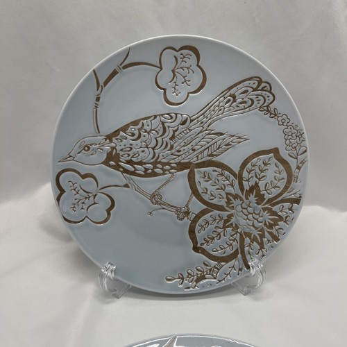 Anthropologie Bird and Flower Salad Plates Set Of 4 Pale Blue And Brown 8.25” - Picture 5 of 6