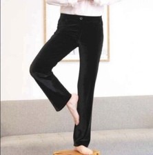 BETABRAND Yoga Dress Pants Black Velour Velvet Womens Medium Petite Straight Leg