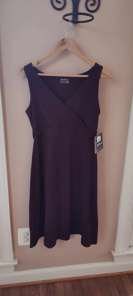 Eddie Bauer Travex Free Dry Knit Small Burgundy Wrap Dress. NEW W/TAG - Image 2 of 4