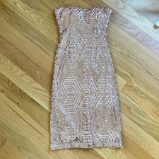 G by Guess Rose Gold Marley Sequin Strapless Dress Size S New Slip Dress Bodycon
