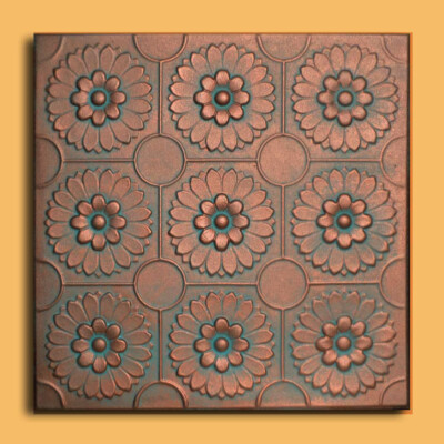 Hand painted Ceiling Tile, DIY, 20x20 Glue Up, ODESSA Antique Copper/Patina 