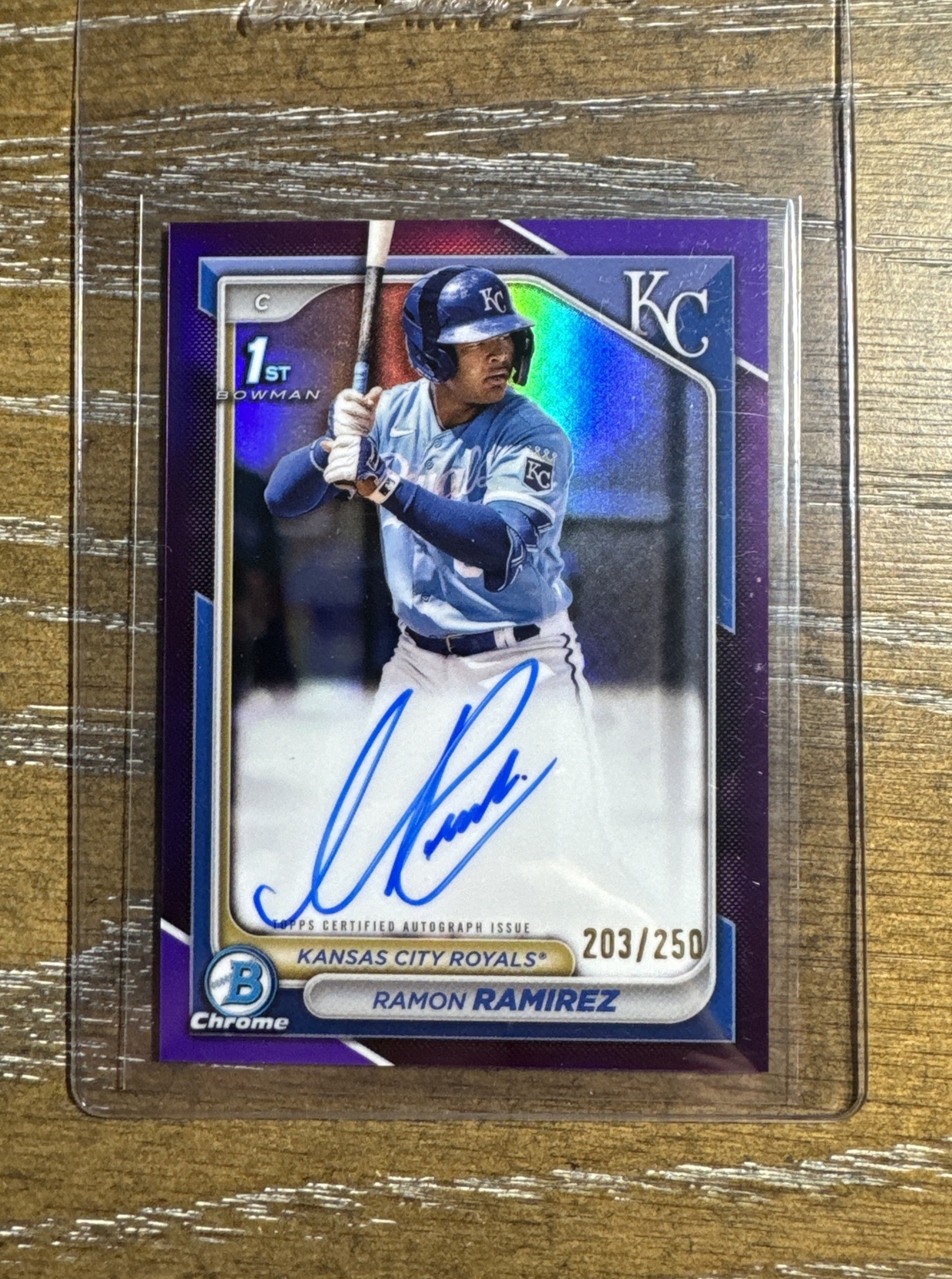 2024 Bowman Chrome RAMON RAMIREZ Auto PURPLE REFRACTOR 1st RC #'d /250! Royals