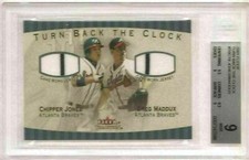 2001 Fleer Tradition Chipper Jones/Greg Maddux Turn Back the Clock Jerseys BGS 9