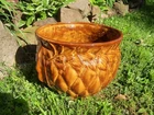 VTG McCoy Pottery 1480 Diamond Quilted Jardiniere Planter Brown Gloss MINT No...