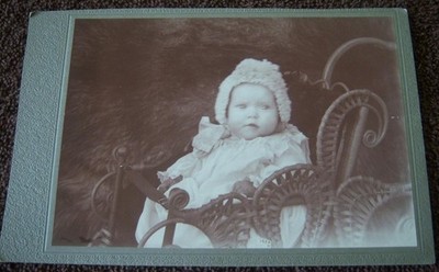 1901 Cabinet Card PHOTO  Baby Girl LULA MAY SMART - Carroll MO - TX - NM Wilson?