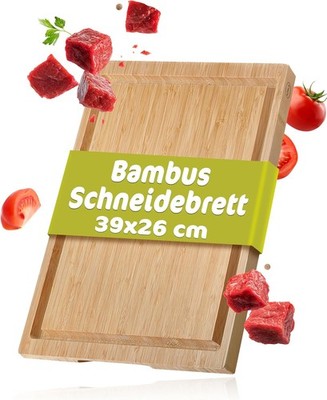 RÖSLE Schneidebrett Basic Line - 39 x 26cm, hochwertiges Bambus Schneidebrett 