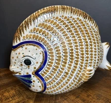 Hand Painted Ceramic Fish Figurine Tropical Nautical Coastal Décor 13”  Category