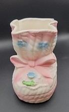 Vintage RELPO 1846 baby shoe bootie planter, Pink FREE SHIPPING 