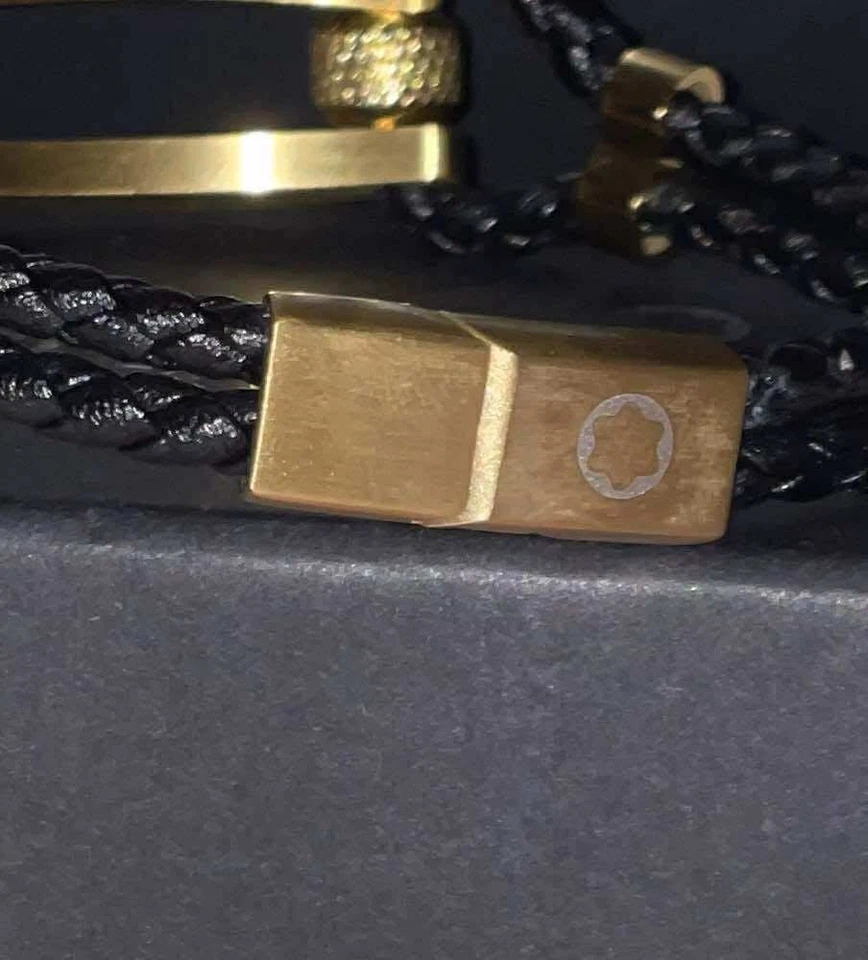 Браслет Montblanc тканый кожаный нержавеющая сталь черный - Изображение 3 из 3