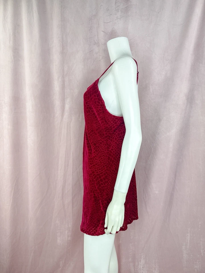 Vestido sin mangas vintage Y2K Victorias Secret para mujer rojo seda cocodrilo talla grande Foto 2 de 4