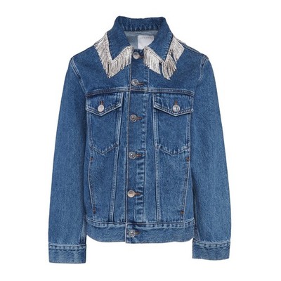 Sandro Paris Damen Jeansjacke Größe 34 / XS Strass V7441E