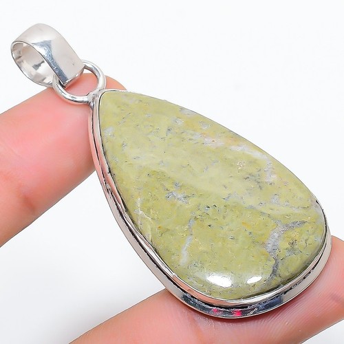 Collier En Argent 925 Avec Pierre Unakite Jasper - Longueur 19 Pouces - Fait Main