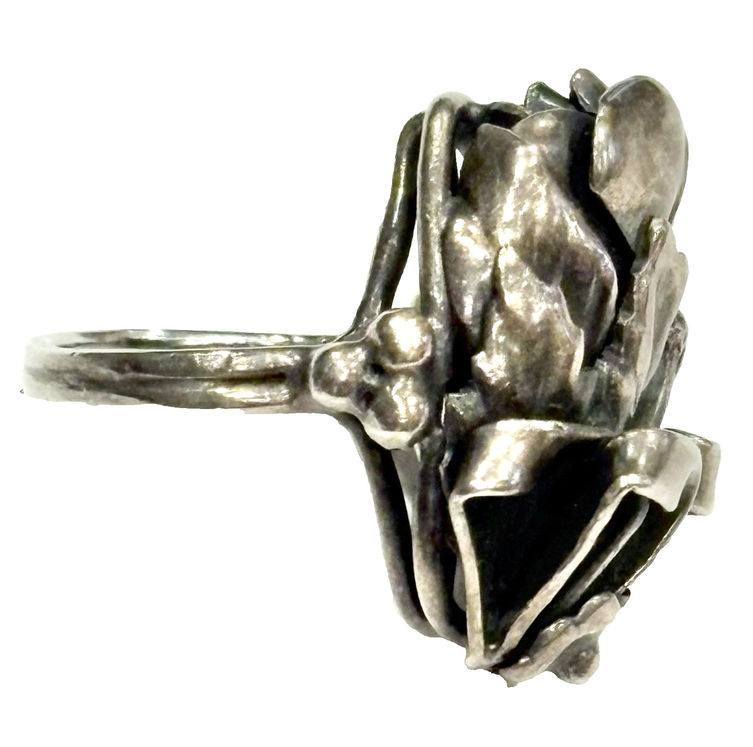 Solid Sterling Silver Sculpted Ring 8.64g Tulip V… - image 5