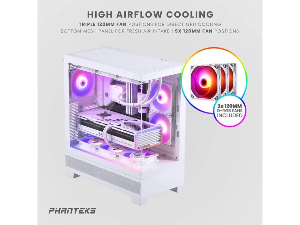 Phanteks XT View, Mid-Tower Gaming Chassis, Tempered Glass Front and Side - Image 2 of 4