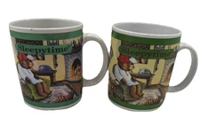 VTG 1993 90’s Celestial Seasonings Sleepy Bear Coffee Cup Tea Mug Lot 2 3.75”