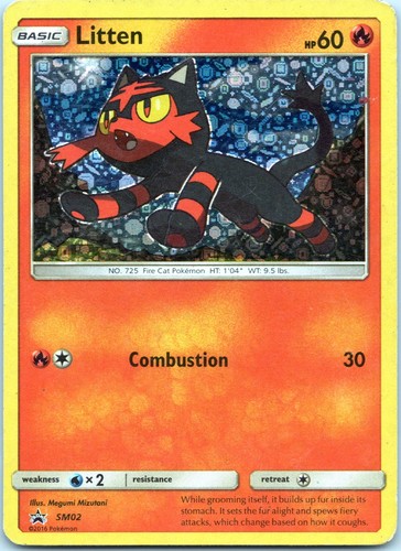 Litten - SM02 Holo Promo Sun & Moon Promo Pokemon Heavily Played
