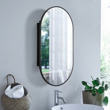 ACA Bathroom Medicine Cabinet with Mirrored Door 51x91cm Black Recessed Mounted