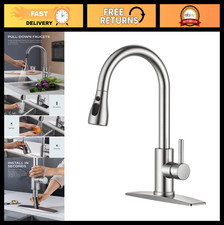 High Arc Kitchen Faucet with Pull Down Sprayer, Brushed Nickel, Stainless Steel,