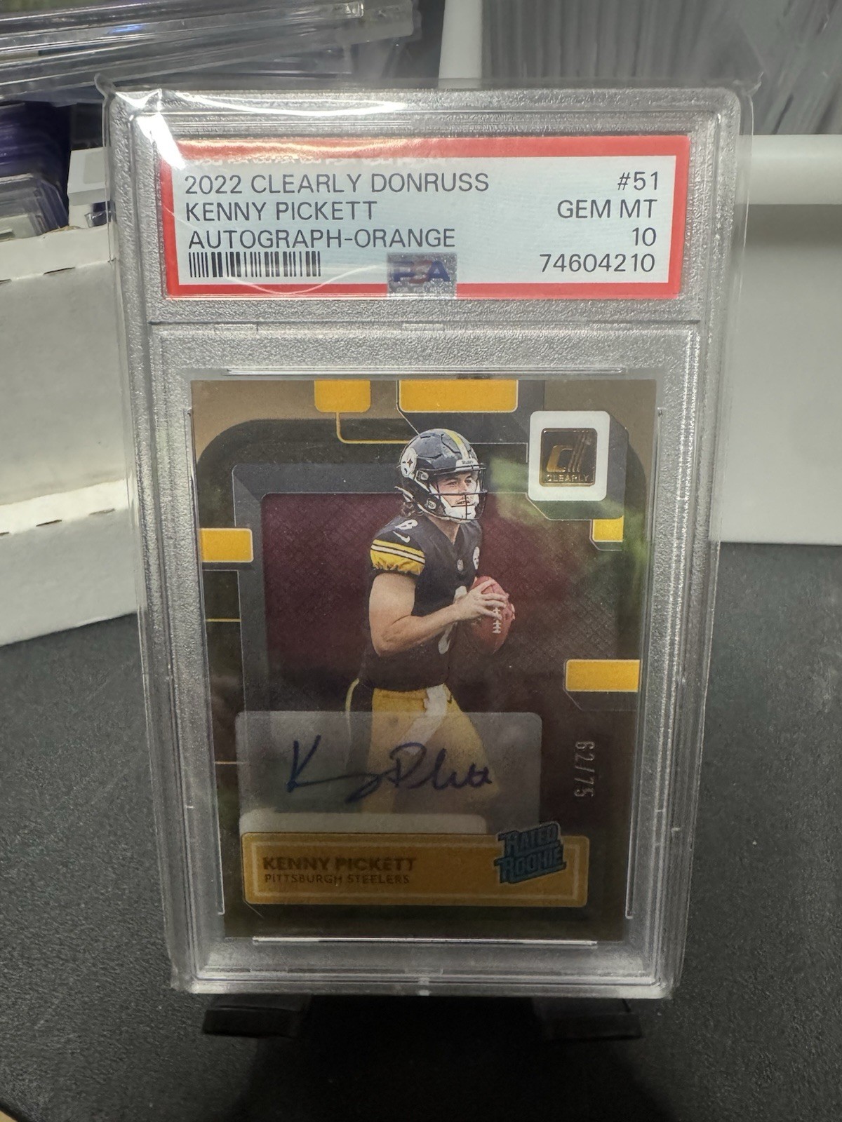 Kenny Pickett Panini Clearly Donruss #51 Autograph-Orange