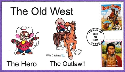 FDC The Old West Cowboy Indian Hand Painted Wile Cachet