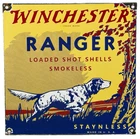 VINTAGE WINCHESTER PORCELAIN SIGN, AMMO, 12 GAUGE SHELLS, BIRD HUNTING, SHOT GUN