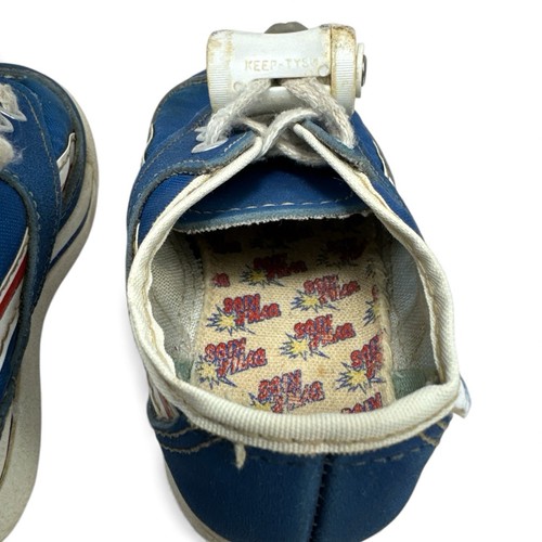 Vintage 80s Dyna Blue Suede Canvas Retro Sneakers Lace Keeper Walking Bell Sz 4 - Picture 7 of 11