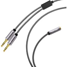 Long Headset Splitter Cable 4ft/1.2m, 3-Pole TRS MicrophoneMale AudioMale t...