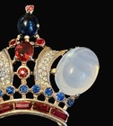 TRIFARI A. Philippe Large & Medium Moonstone Cabochon Crown Pins & Clip Earrings — photo 7