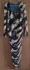Fashion Nova Catherine Mesh Ruched Lined V-Neck Midi Dress Brown 1X Plus