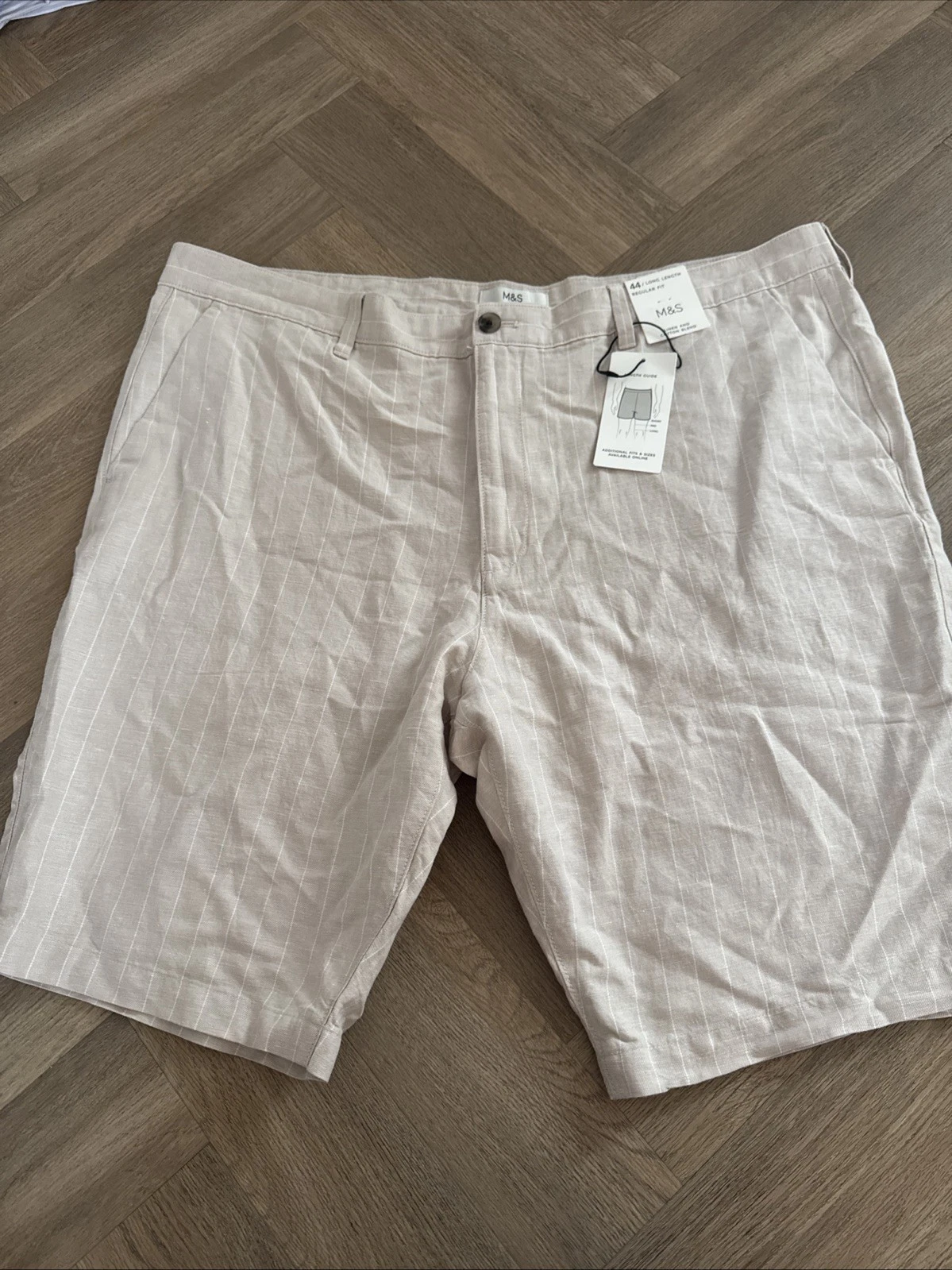 Marks and Spencer Men’s Linen and Cotton Blend Shorts W44 Long Length Reg Fit