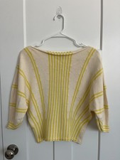 Moth Anthropologie Yellow Stripe Knit Sweater Size S Cropped Boho Cottagecore