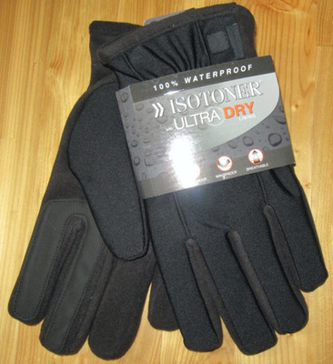 Isotoner Ultra Dry Lining M/L Black Brushed Microfiber Waterproof Gloves NWT
