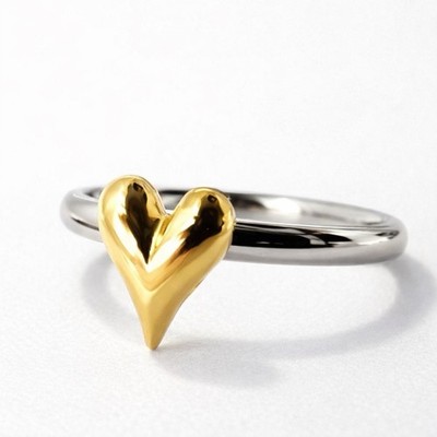 Stainless Steel Mini Heart Ring Women Gold-Silver Colour UK M½  O½ Q½ Gift