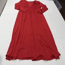 SheIn Curve Dress Womens 2XL Red V Neck Long Sleeve Maxi Wrap Casual Plus Size