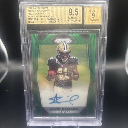 2017 Panini Prizm Alvin Kamara Rookie auto Green Prizm  RA-AK BGC 9.5