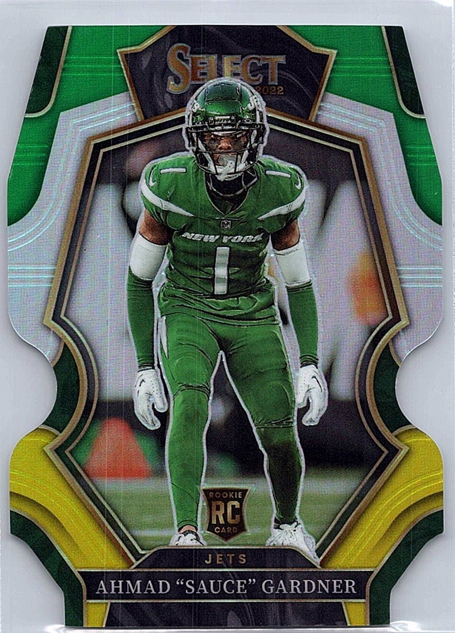 2022 Panini Select Premier Level Sauce Gardner #177 Green & Yellow Die-Cut RC