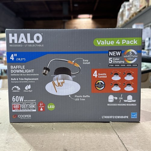 Halo LT 4" Selectable IC Rated Integrated LED Recessed Light - Pack of 4 - NEW - Picture 1 of 3