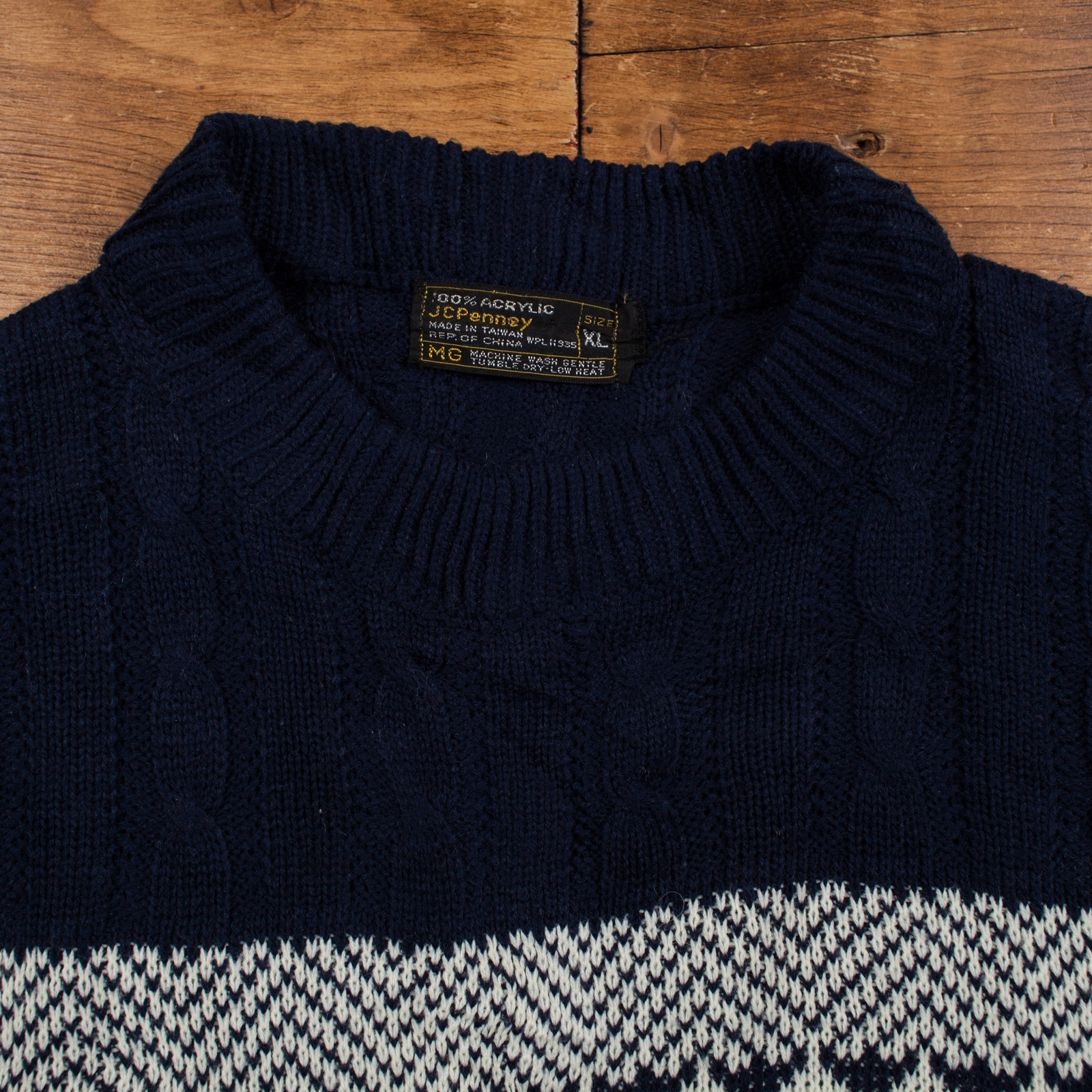 Vintage JC Penney Jumper Sweater XL 80s Icelandic Fair Isle Cable Knit