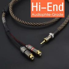 Stereo 3.5mm 1/8 Male Plug to 2 Female RCA Jack Audio Adapter Y Splitter Cable